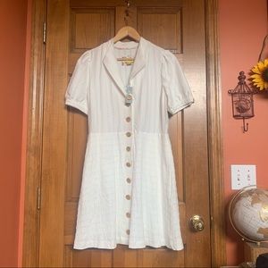 NWT Anthropologie white collared button down dress